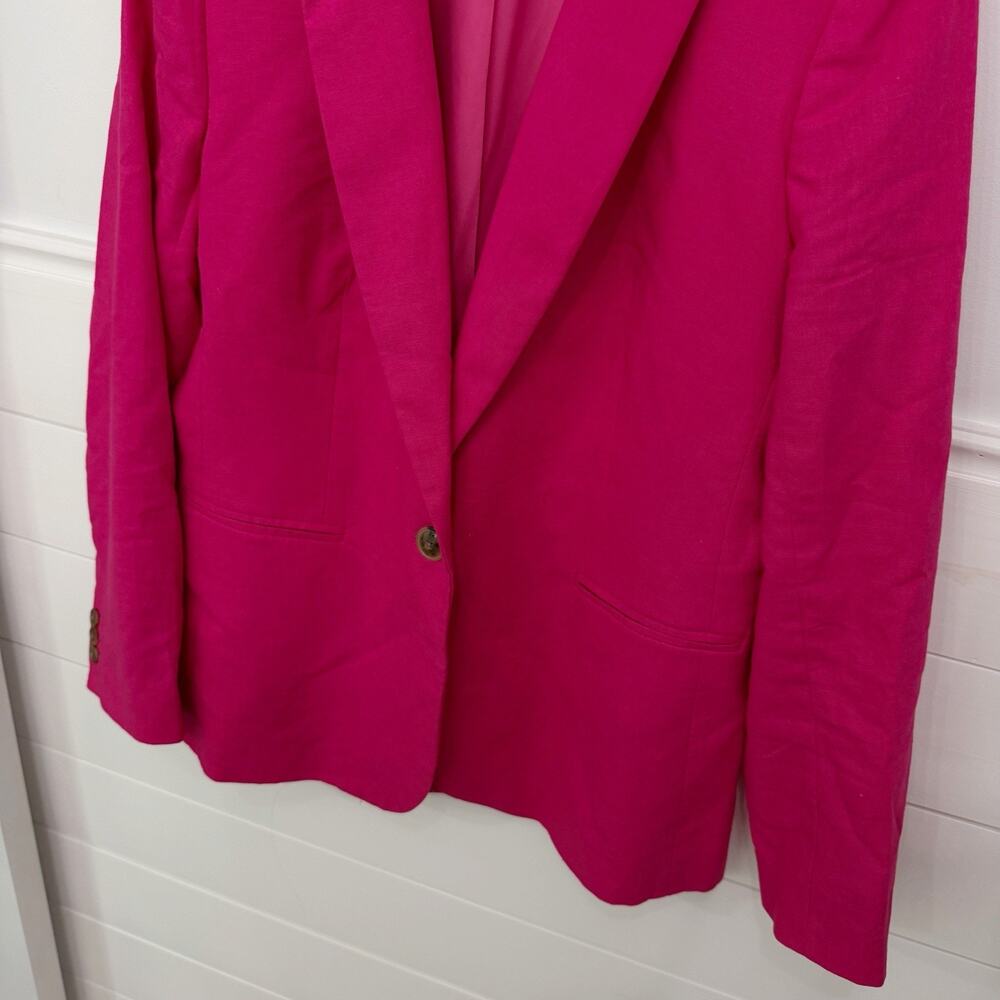 Women’s J. Crew Linen Blend One Button Blazer Hot Pink Size 8 - Picture 4 of 7